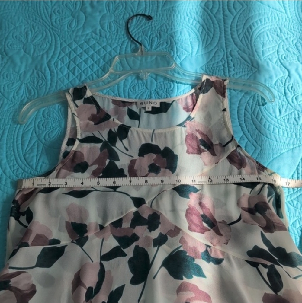 Sumo 100% silk top asymmetrical hemline feminine boho top Floral - Picture 5 of 8